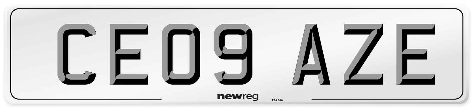 CE09 AZE Number Plate from New Reg